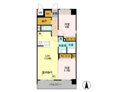 VILLA DEST OHTE(2LDK/1階)の間取り写真