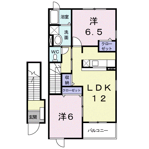 クレメントE(2LDK/2階)の間取り写真