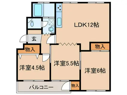 小幡ハイツ2(3LDK/5階)の間取り写真
