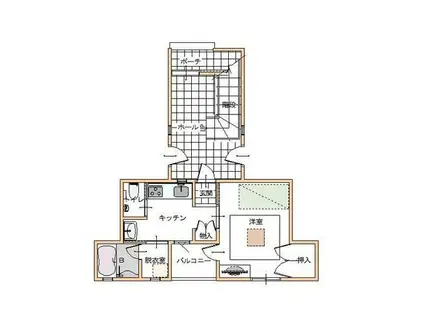 コミンニョロの家(1DK/1階)の間取り写真