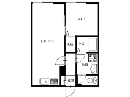 コンフォール湘南(1LDK/1階)の間取り写真
