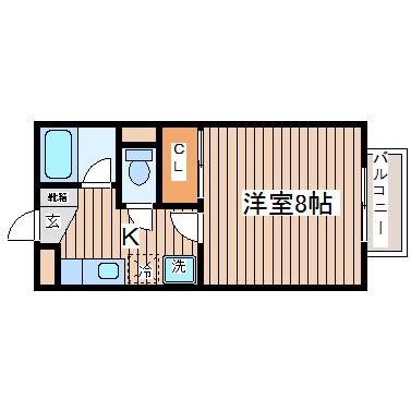 アンクラージェ小松島(1K/2階)の間取り写真