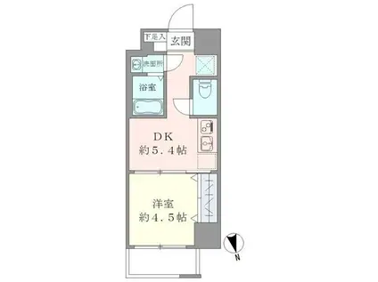 CASA EST CORTA(1DK/6階)の間取り写真