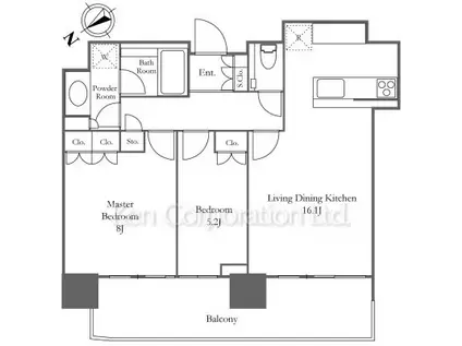 パークコート赤坂檜町ザ タワー(2LDK/21階)の間取り写真