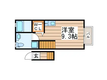 クオーレ八軒小路 ウエスト(ワンルーム/2階)の間取り写真