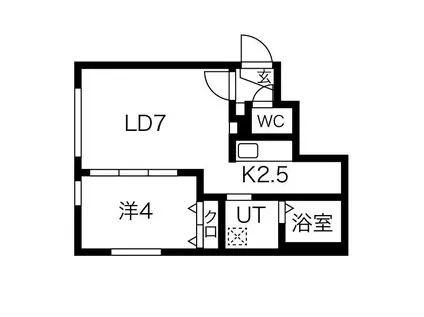 ラフィーネ環状通東(1LDK/4階)の間取り写真