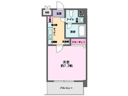 マンションチェリータワー(1K/2階)の間取り写真