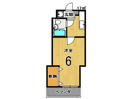 ホワイトグリーン本館(1K/1階)の間取り写真