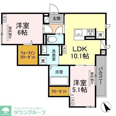 ドムスクレスト森野(2LDK/3階)の間取り写真