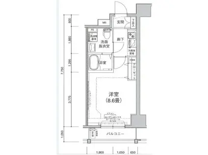 アイル東京向島参番館(1K/9階)の間取り写真