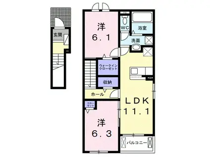 ジラソーレII(2LDK/2階)の間取り写真