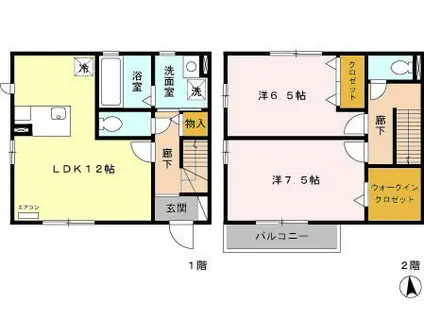 ローズコート光が丘東 3号棟(2LDK/1階)の間取り写真