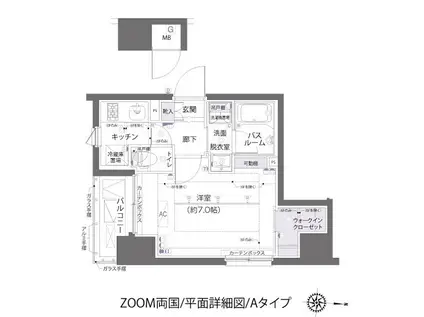 ZOOM両国(1K/2階)の間取り写真