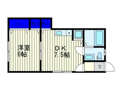 サポートハイツ大東PART2(1DK/1階)の間取り写真