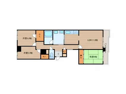 ロイヤルヒルズ台原I(3LDK/1階)の間取り写真