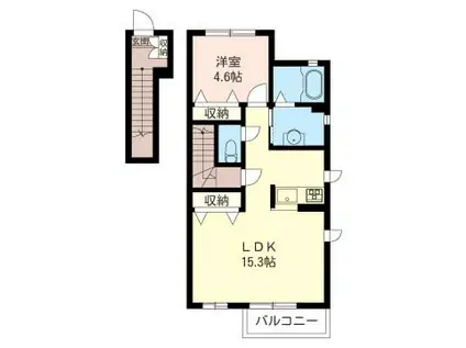 フルールV番館(1LDK/2階)の間取り写真