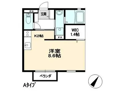 ディアコート北条II(ワンルーム/2階)の間取り写真