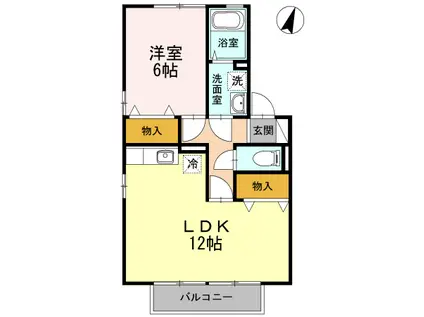 ルミエール(1LDK/2階)の間取り写真