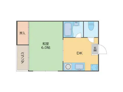 ハイツ寿(1DK/2階)の間取り写真