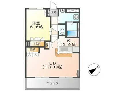 CALM PLACE(1LDK/1階)の間取り写真