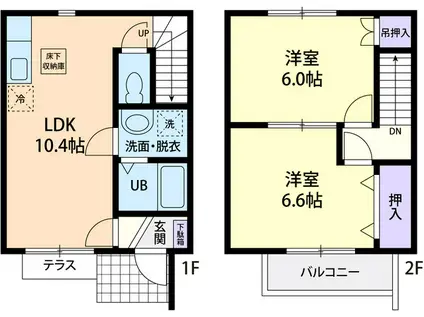レイクウッド(2LDK/2階)の間取り写真