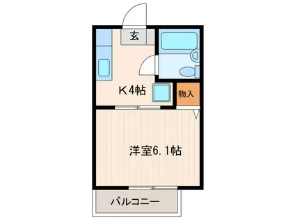 グリーンハイツ北門B棟(1K/2階)の間取り写真