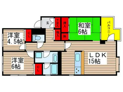 リズ市川平田(3LDK/2階)の間取り写真