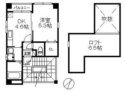 トルナーレ美野島 135(1DK/2階)の間取り写真