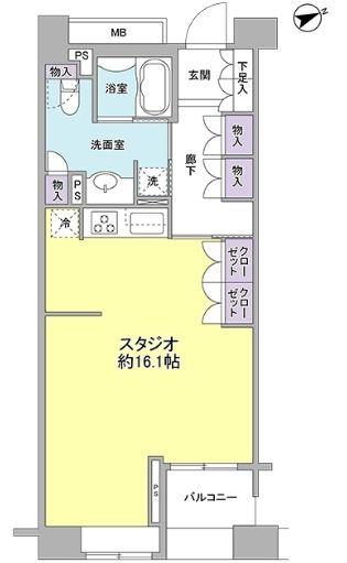 パークフラッツ銀座イースト(ワンルーム/4階)の間取り写真