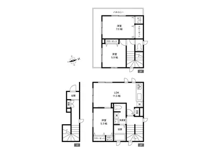エスポアール中幸町(3LDK/2階)の間取り写真
