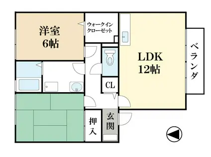 ソレイユIII号館(2LDK/1階)の間取り写真