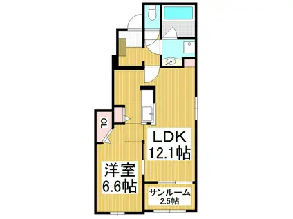 カルムブリーズ B(1LDK/1階)の間取り写真