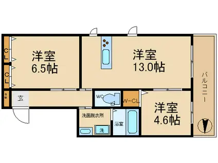 シャーメゾンラフォレェ(2LDK/2階)の間取り写真