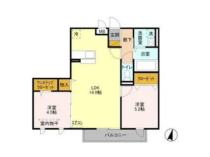 ボヌール四季I(2LDK/2階)の間取り写真