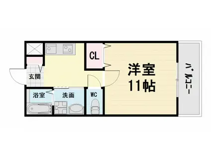 メゾンなかII(1K/1階)の間取り写真