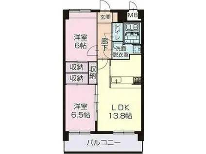 アビタシオン春日(2LDK/5階)の間取り写真
