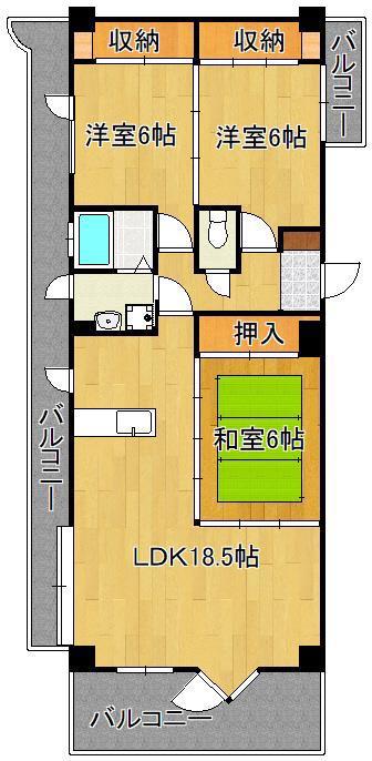 コンクルージョン・フォート(3LDK/2階)の間取り写真