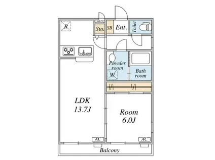 サンローヤル(1LDK/1階)の間取り写真