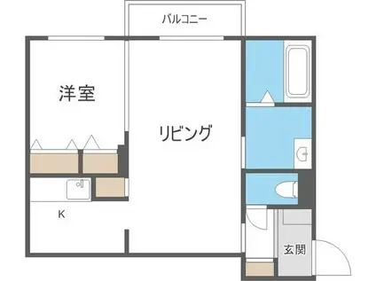 GRAN LUZ手稲富丘(1LDK/2階)の間取り写真