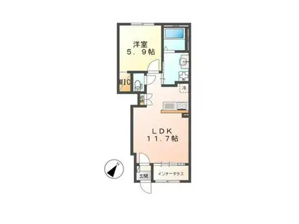 ララルーII(1LDK/1階)の間取り写真