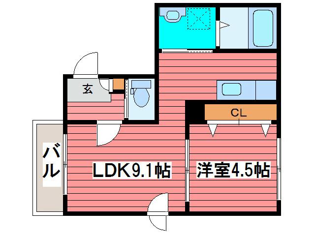 プルミエ福住(1LDK/4階)の間取り写真