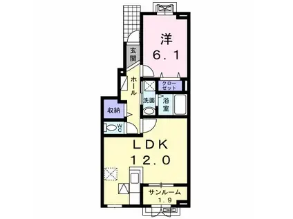 プラシードガーデンIII(1LDK/1階)の間取り写真