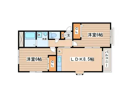 LUMIERE(2LDK/1階)の間取り写真