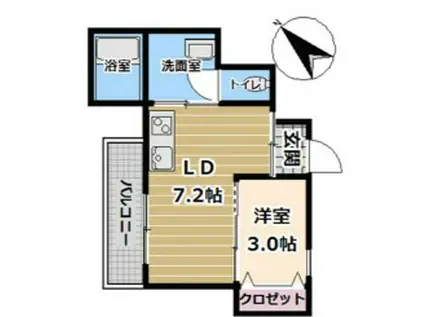 アリビア東朝霧丘(1DK/2階)の間取り写真