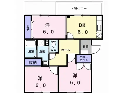 ミュゼ上町(3DK/2階)の間取り写真