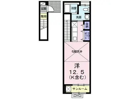 パールオーシャン(ワンルーム/2階)の間取り写真