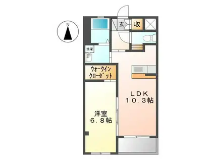 ベレッツァ久米(1LDK/1階)の間取り写真
