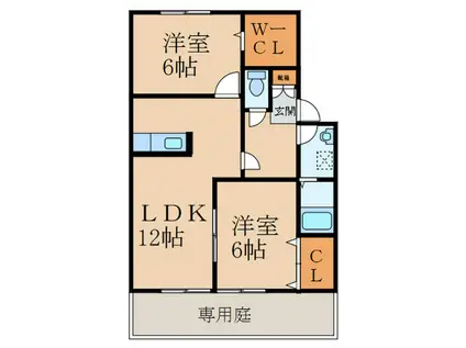 フィオーレ(2LDK/1階)の間取り写真