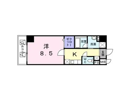 アルカンシエル(1K/4階)の間取り写真