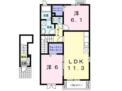 グレイスフルB(2LDK/2階)の間取り写真